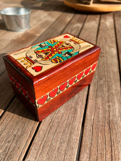 Coffret 2 jeux de Cartes en bois fait main rangement vertical
