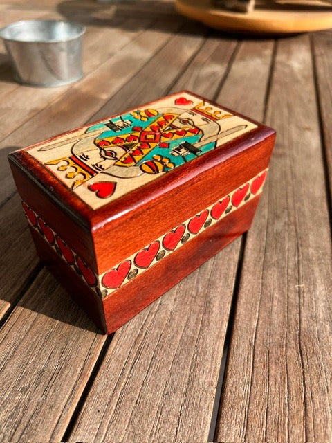 Coffret 2 jeux de Cartes en bois fait main rangement vertical