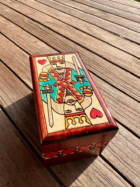 Coffret 2 jeux de Cartes en bois fait main rangement vertical