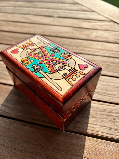 Coffret 2 jeux de Cartes en bois fait main rangement vertical