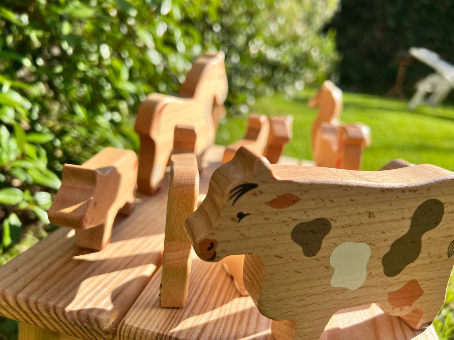 Figurines d’animaux de la ferme en bois fait main - La Cabane à Loulous