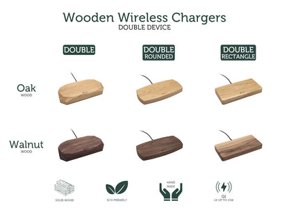 Double Chargeur sans fil Chêne de forme géométrique