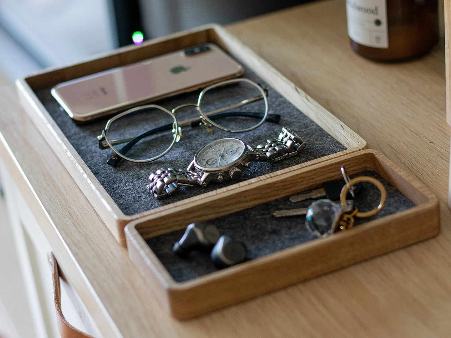 Organisateur rectangulaire avec un compartiment, chêne noir, chêne, noyer XL