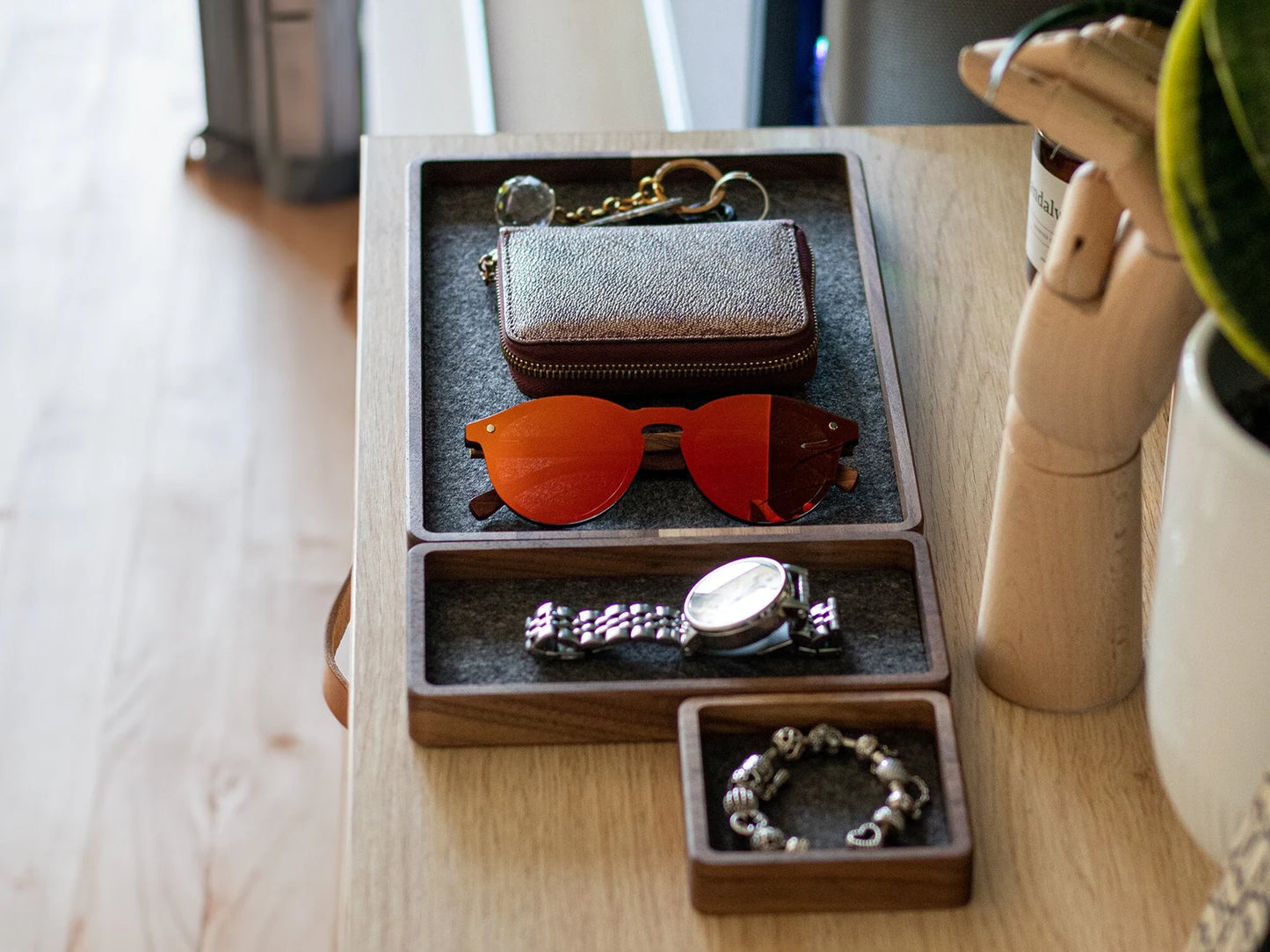 Organisateur rectangulaire avec un compartiment, chêne noir, chêne, noyer XL