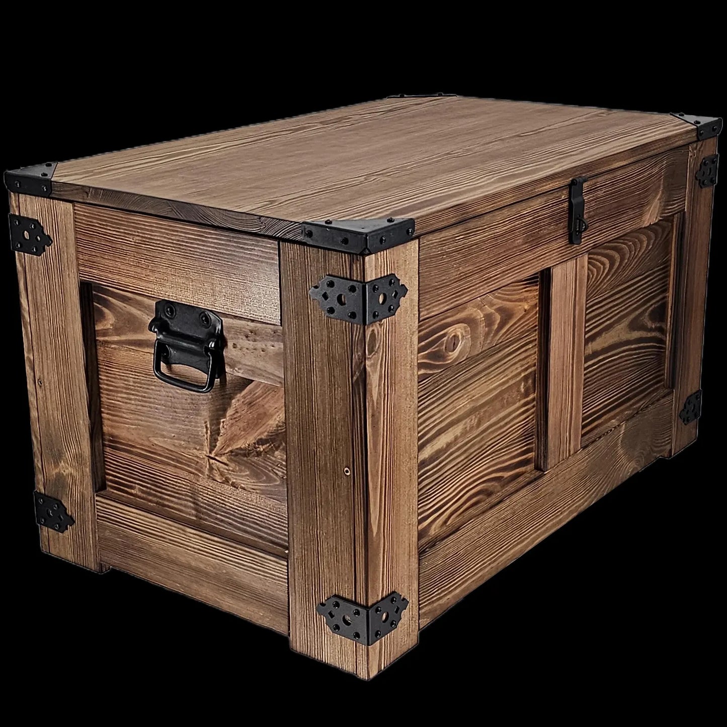 Coffre en bois avec couvercle fait main couleur wengé
