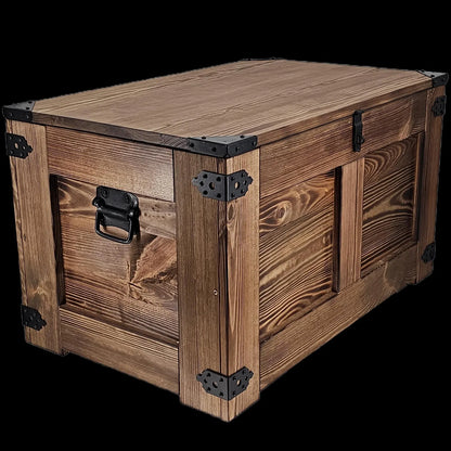 Coffre en bois avec couvercle fait main couleur wengé