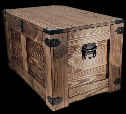 Coffre en bois avec couvercle fait main couleur wengé