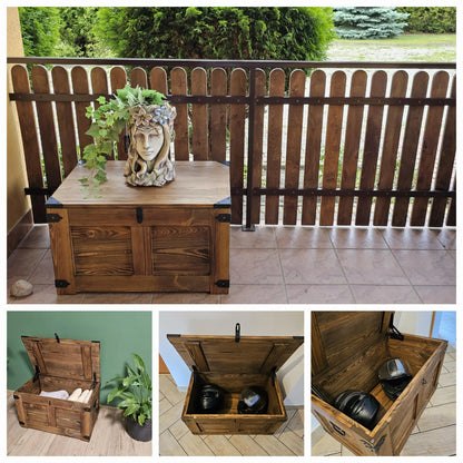 Coffre en bois avec couvercle fait main couleur wengé
