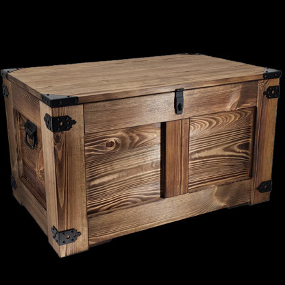 Coffre en bois avec couvercle fait main couleur wengé