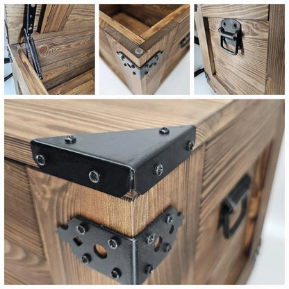 Coffre en bois avec couvercle fait main couleur wengé