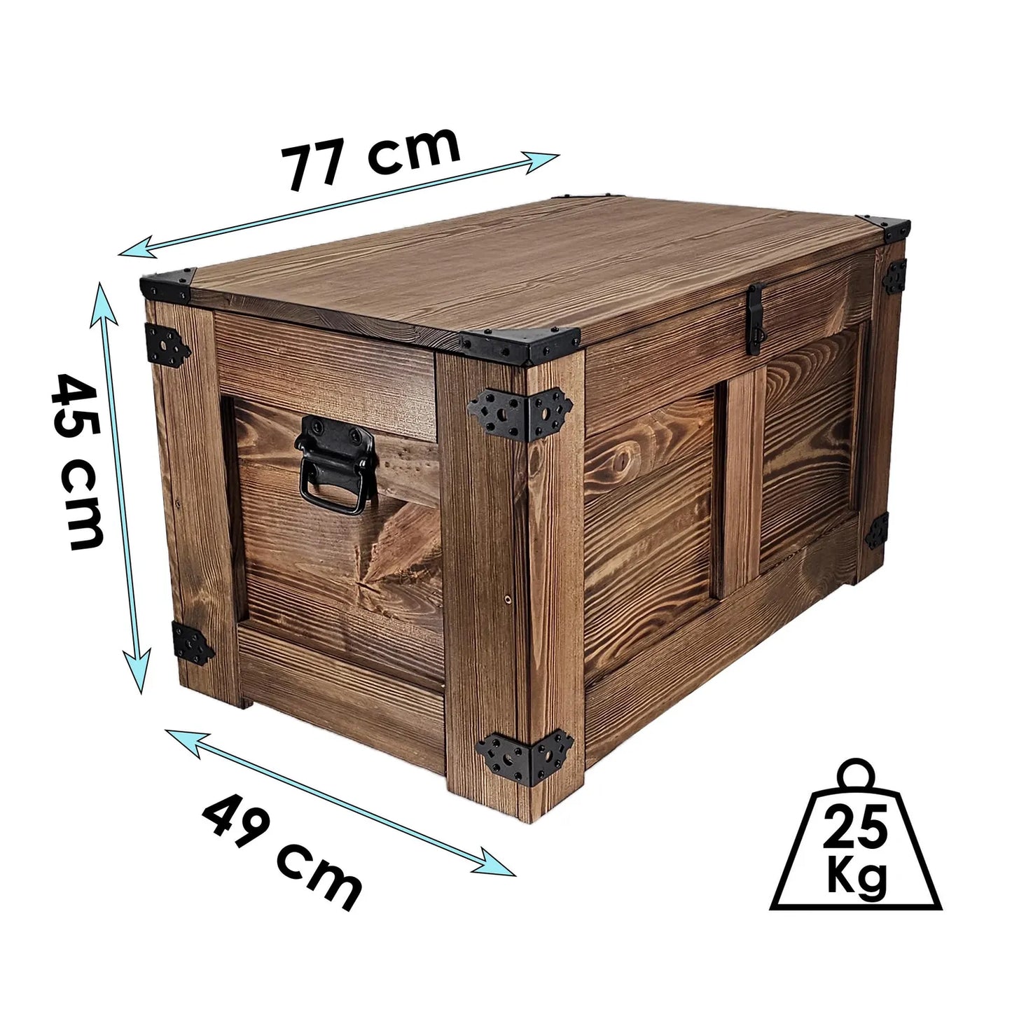 Coffre en bois avec couvercle fait main couleur wengé
