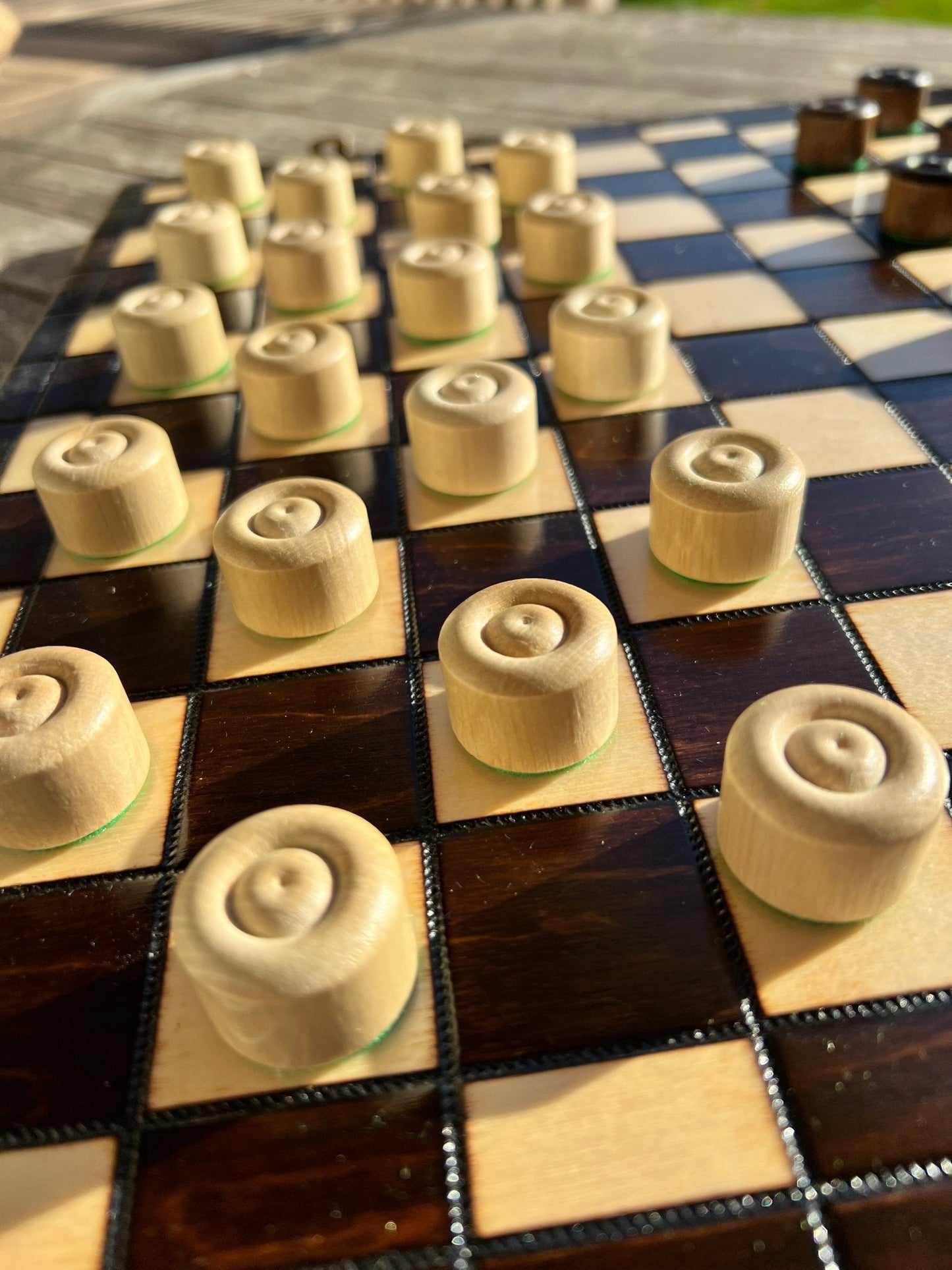 Jeu de Dames pliable en bois – Plateau 40 × 40 cm et pions inclus - La Cabane à Loulous