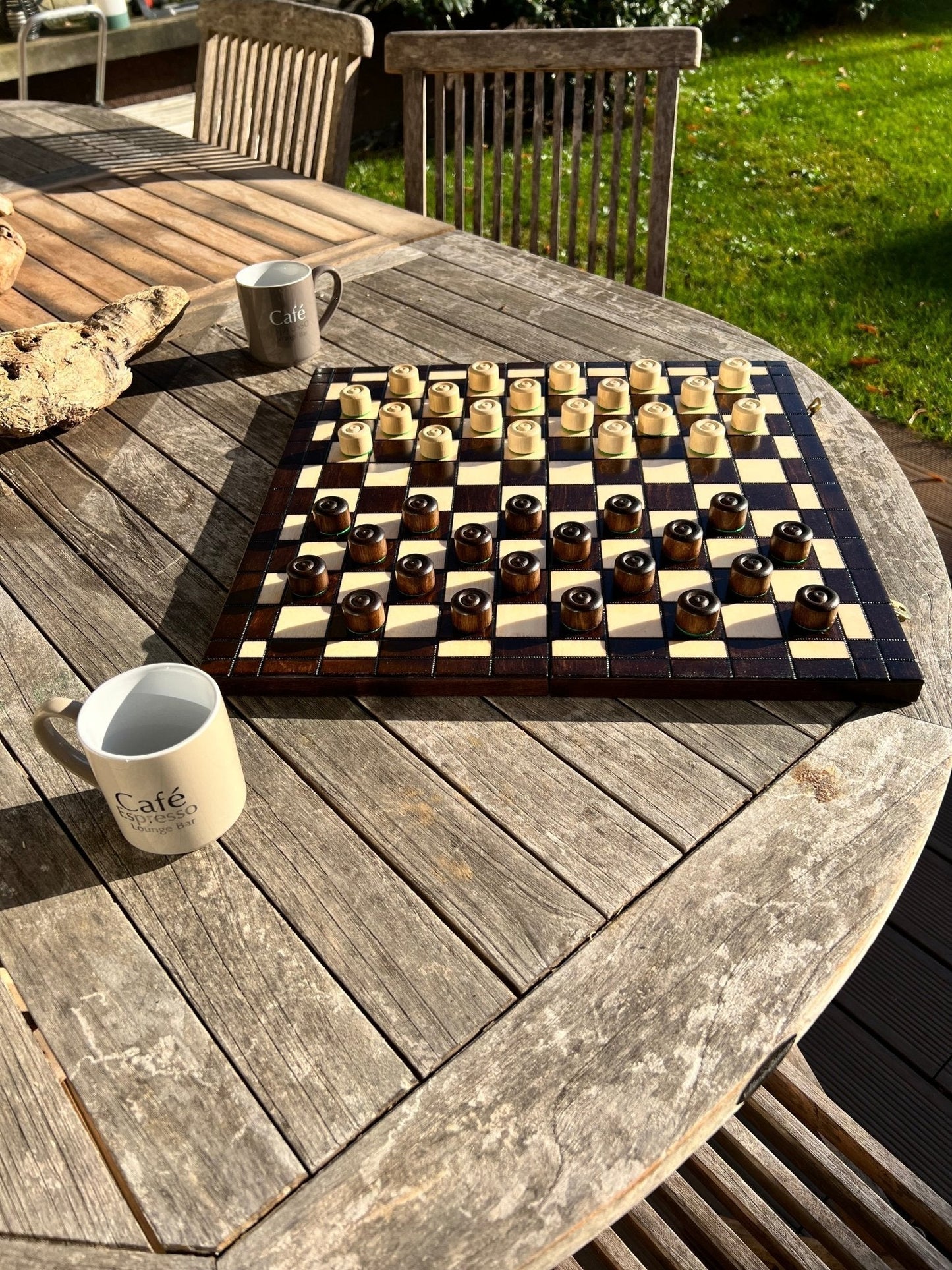 Jeu de Dames pliable en bois – Plateau 40 × 40 cm et pions inclus - La Cabane à Loulous