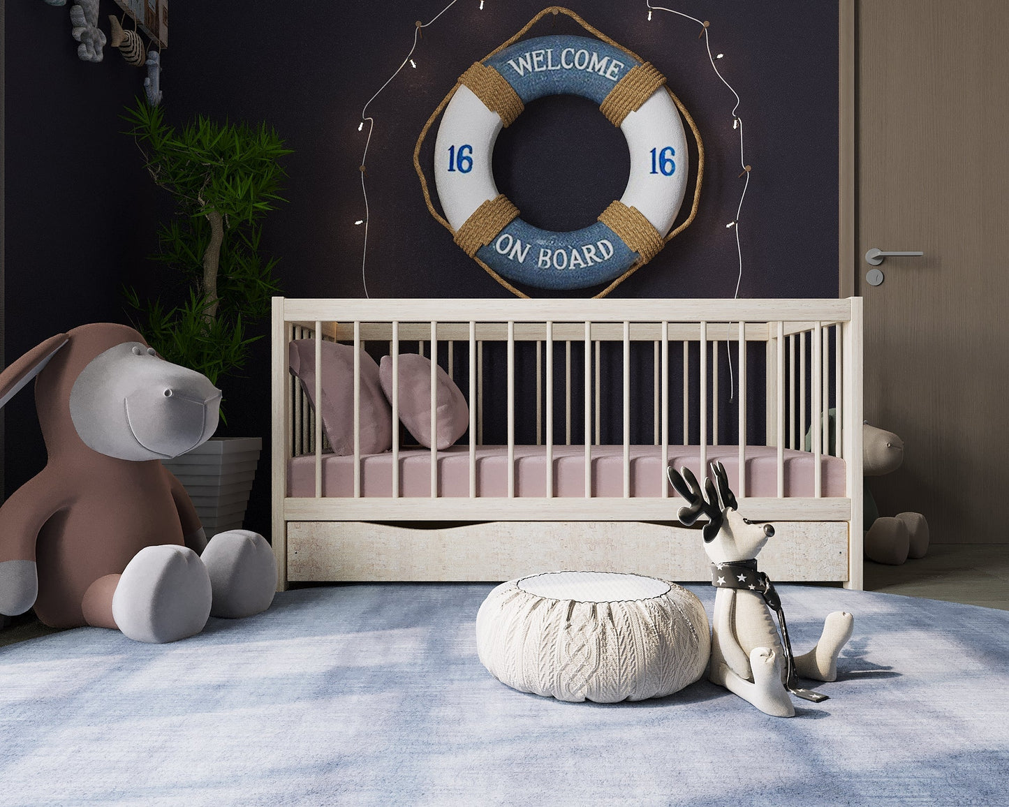 Lit Bébé Margo en Pin avec tiroir - La Cabane à Loulous