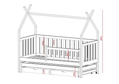 Lit Cabane double Tipi en bois massif – Inspiration Montessori – - La Cabane à Loulous