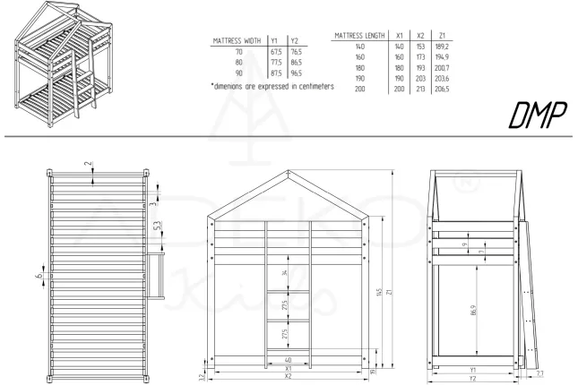 Lit Cabane Superposé Cottage en Bois fait main - La Cabane à Loulous