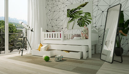 Lit cigogne avec tiroirs en bois naturel NATAN - La Cabane à Loulous