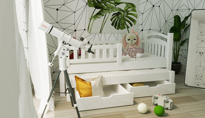 Lit cigogne avec tiroirs en bois naturel NATAN - La Cabane à Loulous