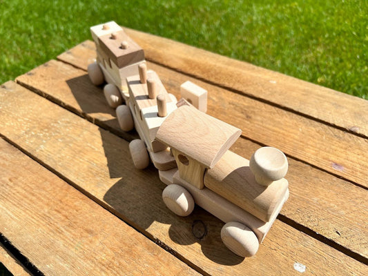 Train en Bois Artisanal Ferroviaire – Jouet pour aventures créatives - La Cabane à Loulous